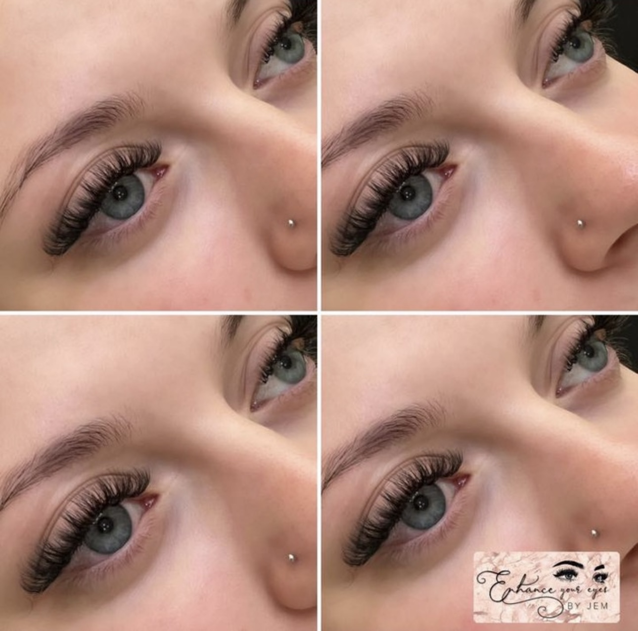 Four views of a finished lash set