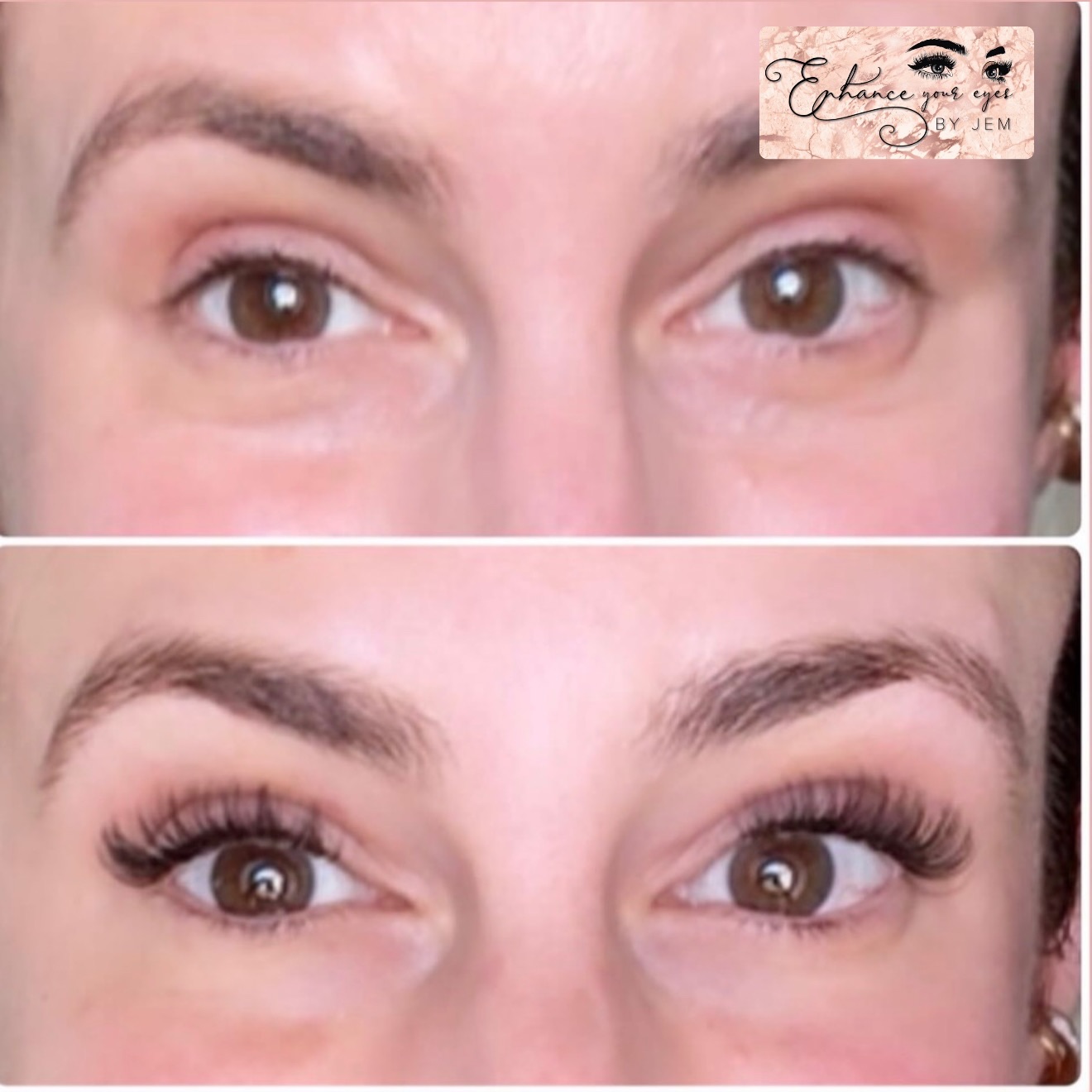 Before and after lash extensions
